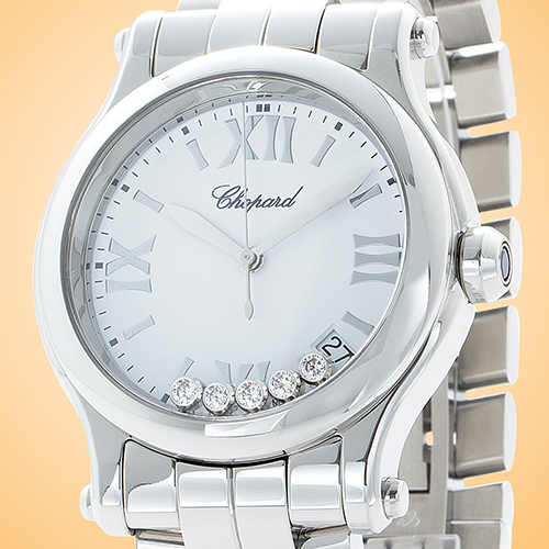 Chopard Happy Sport Quartz Ladies Stainless Steel Diamonds Watch 278582-3002