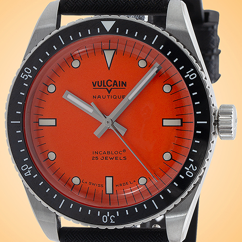 Vulcain Skindiver Nautique Orange Dial Automatic Stainless Steel Men's Watch 660170A67.BAR200