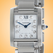 Cartier Tank Franaise Stainless Steel Diamond Markers Ladies Watch WE110006